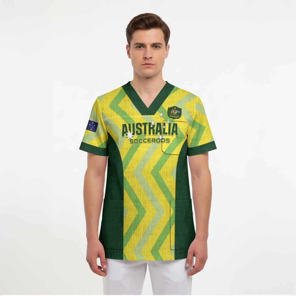 Custom Australia Socceroos 2025 Scrub Top Forever Golden - Aussie Hoodie