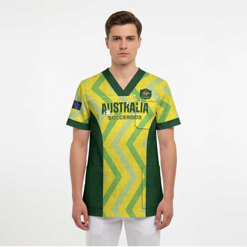 Custom Australia Socceroos 2025 Scrub Top Forever Golden - Aussie Hoodie