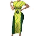 Custom Australia Socceroos 2025 Short Sleeve Bodycon Dress Forever Golden - Aussie Hoodie
