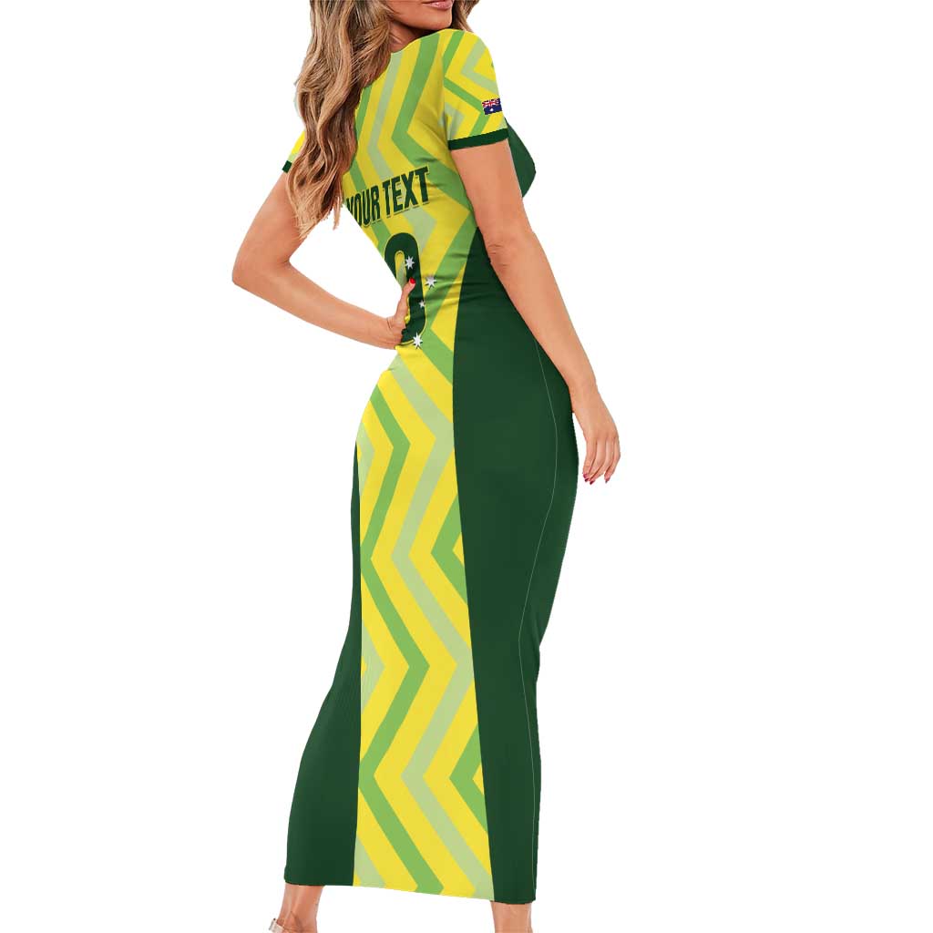 Custom Australia Socceroos 2025 Short Sleeve Bodycon Dress Forever Golden - Aussie Hoodie