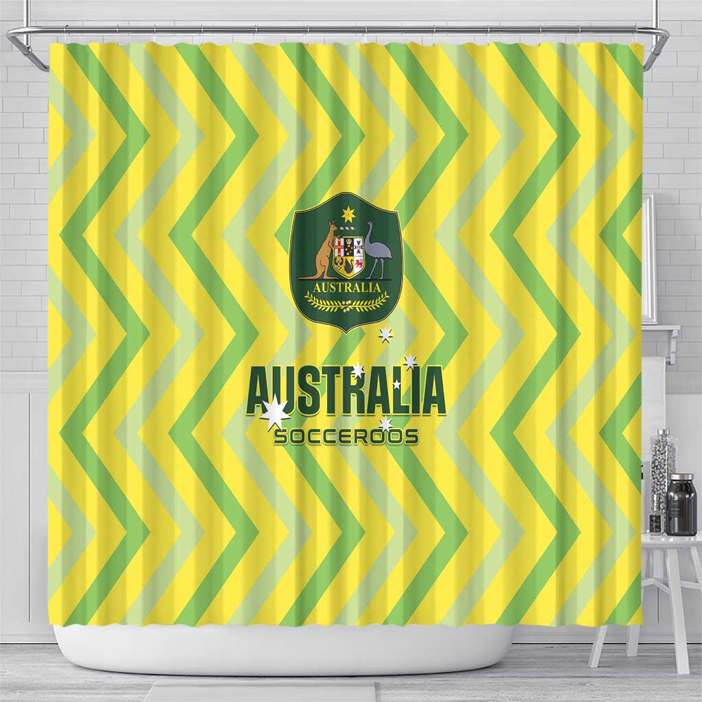 Australia Socceroos 2025 Shower Curtain Forever Golden - Aussie Hoodie