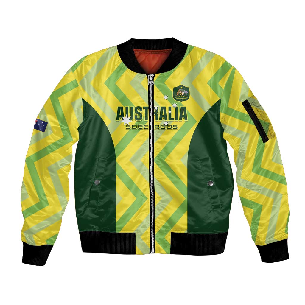 Custom Australia Socceroos 2025 Sleeve Zip Bomber Jacket Forever Golden - Aussie Hoodie