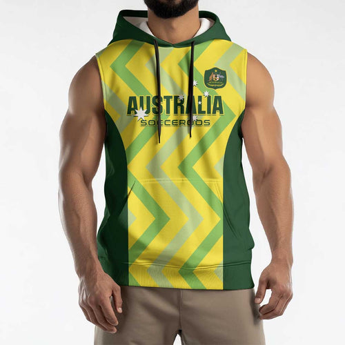 Custom Australia Socceroos 2025 Sleeveless Hoodie Forever Golden - Aussie Hoodie