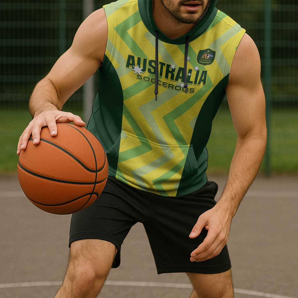 Custom Australia Socceroos 2025 Sleeveless Hoodie Forever Golden - Aussie Hoodie