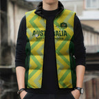 Custom Australia Socceroos 2025 Sleeveless Puffer Jacket Forever Golden - Aussie Hoodie