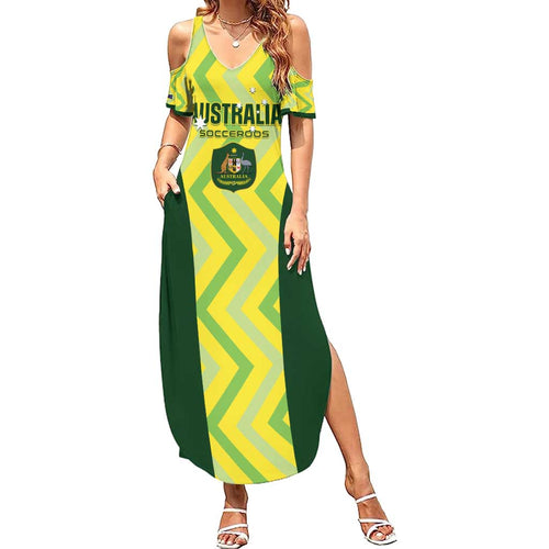 Custom Australia Socceroos 2025 Summer Maxi Dress Forever Golden - Aussie Hoodie