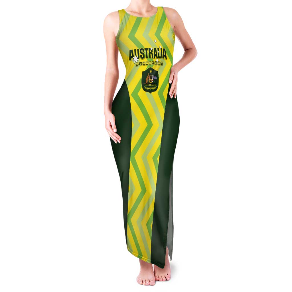 Custom Australia Socceroos 2025 Tank Maxi Dress Forever Golden - Aussie Hoodie