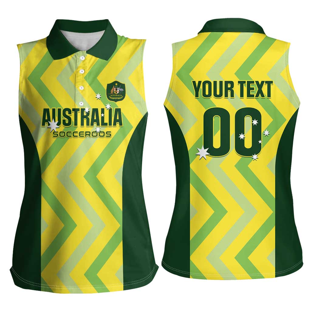 Custom Australia Socceroos 2025 Women Sleeveless Polo Shirt Forever Golden - Aussie Hoodie