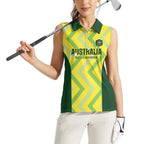 Custom Australia Socceroos 2025 Women Sleeveless Polo Shirt Forever Golden - Aussie Hoodie