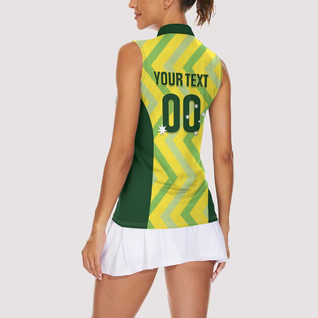 Custom Australia Socceroos 2025 Women Sleeveless Polo Shirt Forever Golden - Aussie Hoodie