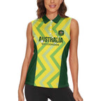 Custom Australia Socceroos 2025 Women Sleeveless Polo Shirt Forever Golden - Aussie Hoodie