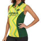 Custom Australia Socceroos 2025 Women Sleeveless Polo Shirt Forever Golden - Aussie Hoodie