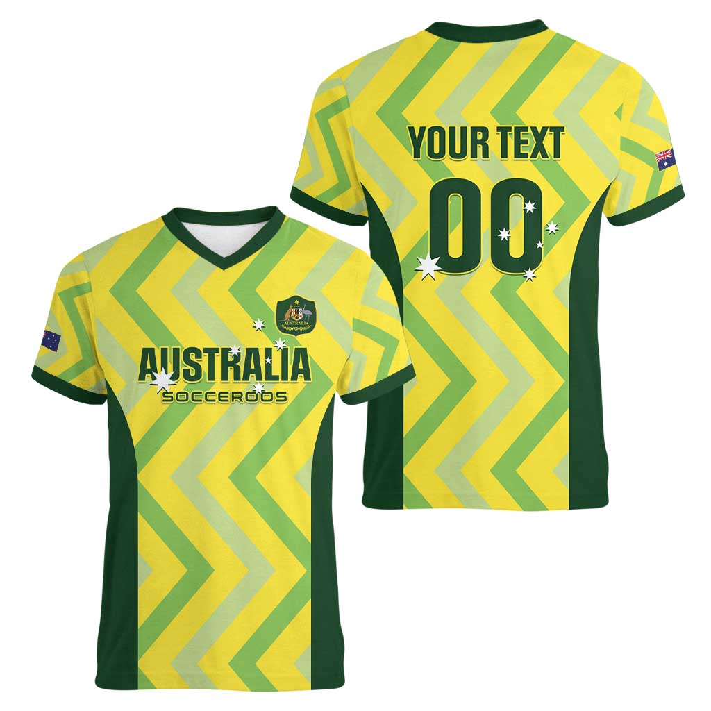 Custom Australia Socceroos 2025 Women V-Neck T-Shirt Forever Golden - Aussie Hoodie