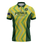 Custom Australia Socceroos 2025 Zipper Polo Shirt Forever Golden LT01