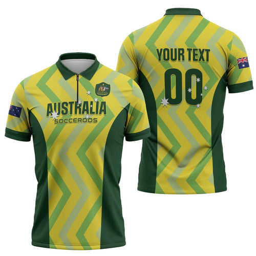 Custom Australia Socceroos 2025 Zipper Polo Shirt Forever Golden LT01