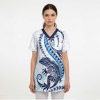 Blue Maori Tuatara Scrub Top Luxury Pastel Pattern - Aussie Hoodie