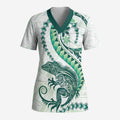Green Maori Tuatara Scrub Top Luxury Pastel Pattern - Aussie Hoodie