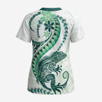 Green Maori Tuatara Scrub Top Luxury Pastel Pattern - Aussie Hoodie