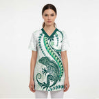 Green Maori Tuatara Scrub Top Luxury Pastel Pattern - Aussie Hoodie