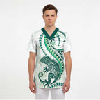 Green Maori Tuatara Scrub Top Luxury Pastel Pattern - Aussie Hoodie