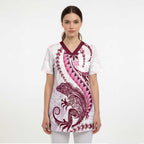 Pink Maori Tuatara Scrub Top Luxury Pastel Pattern - Aussie Hoodie