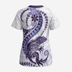 Purple Maori Tuatara Scrub Top Luxury Pastel Pattern - Aussie Hoodie