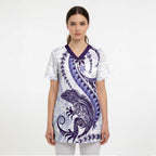 Purple Maori Tuatara Scrub Top Luxury Pastel Pattern - Aussie Hoodie