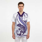 Purple Maori Tuatara Scrub Top Luxury Pastel Pattern - Aussie Hoodie