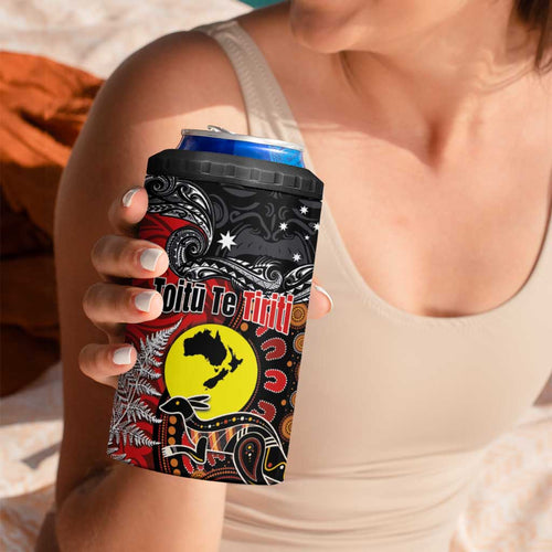 Aotearoa and Australia Toitu Te Tiriti 4 in 1 Can Cooler Tumbler Honour the Treaty - Te Tiriti Is Us