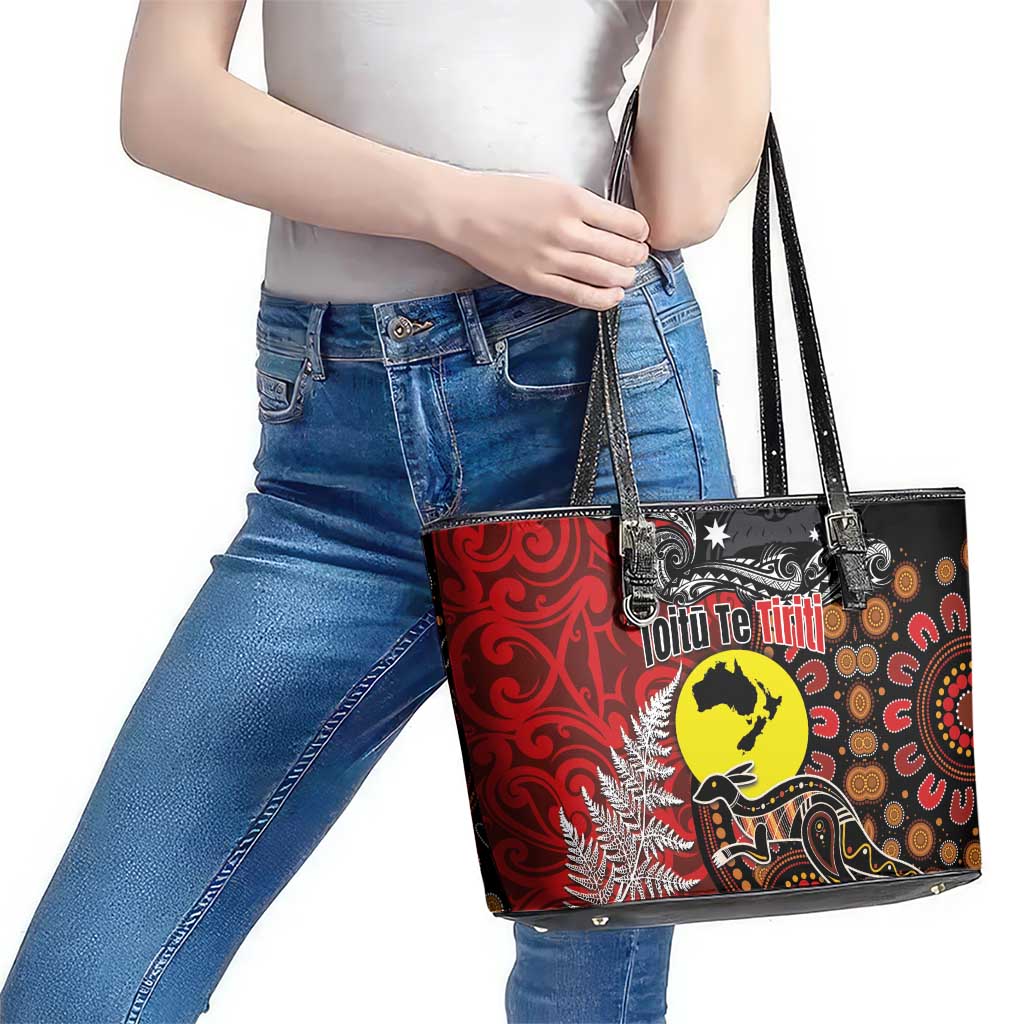 Aotearoa and Australia Toitu Te Tiriti Leather Tote Bag Honour the Treaty - Te Tiriti Is Us