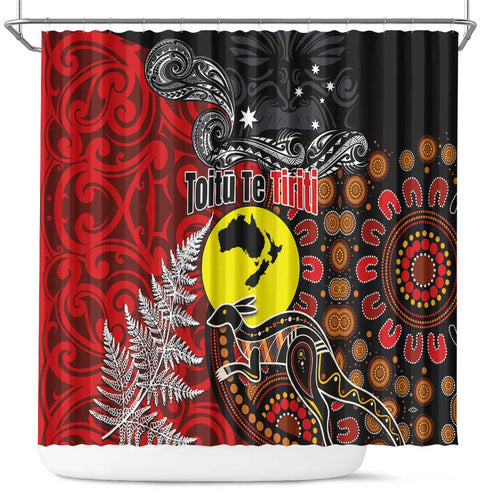 Aotearoa and Australia Toitu Te Tiriti Shower Curtain Honour the Treaty - Te Tiriti Is Us