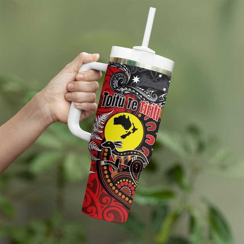 Aotearoa and Australia Toitu Te Tiriti Tumbler With Handle Honour the Treaty - Te Tiriti Is Us