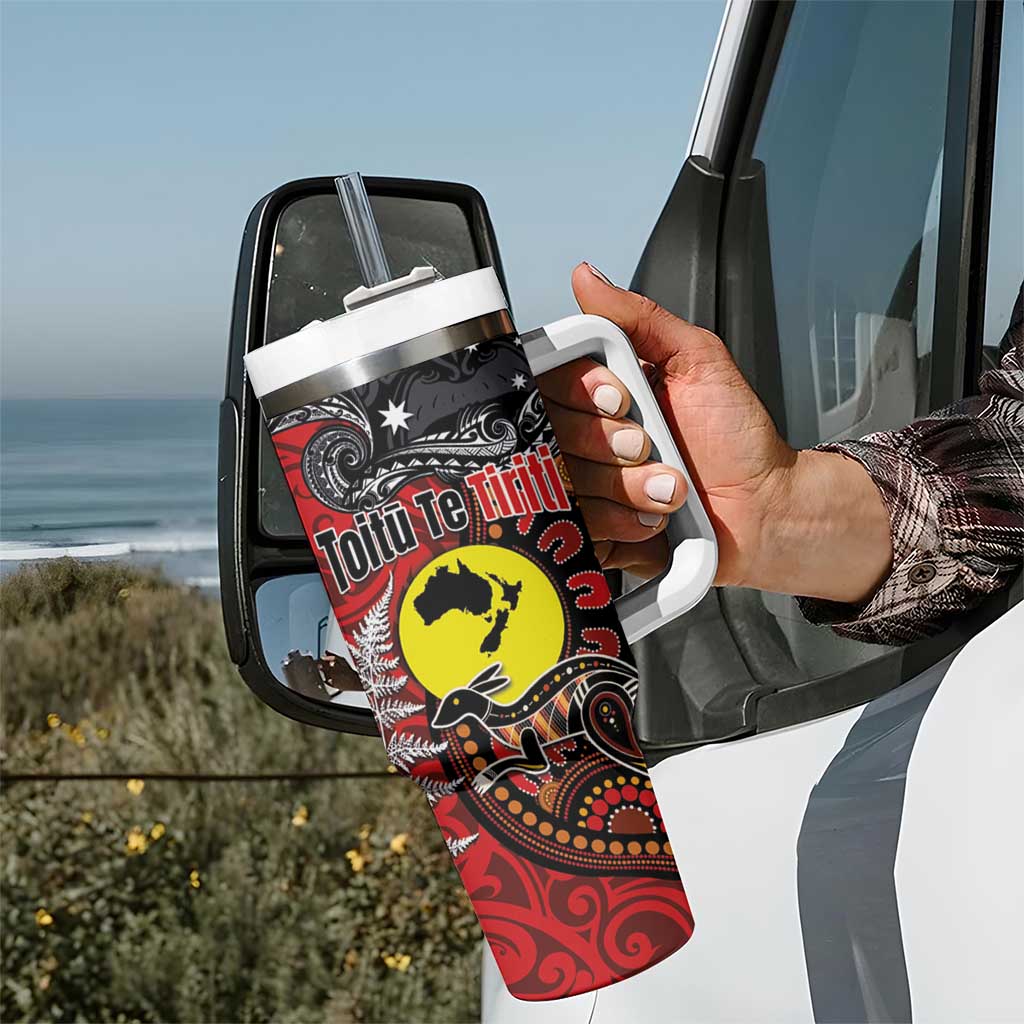 Aotearoa and Australia Toitu Te Tiriti Tumbler With Handle Honour the Treaty - Te Tiriti Is Us