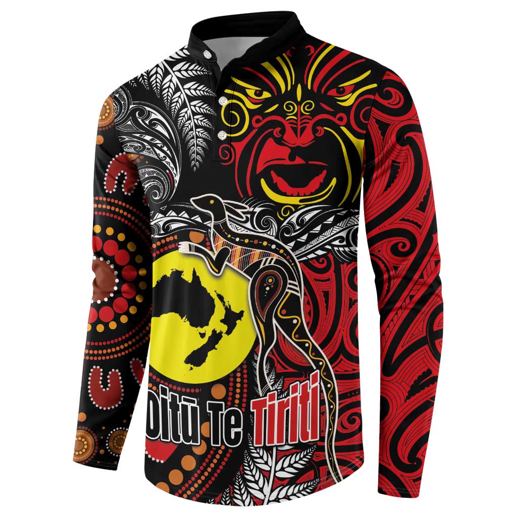 Aotearoa and Australia Toitu Te Tiriti Button Sweatshirt Honour the Treaty - Stand Together Stand Stronger