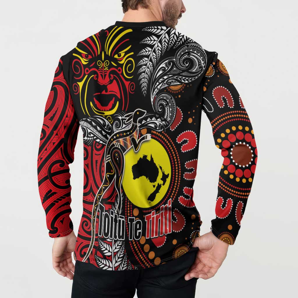 Aotearoa and Australia Toitu Te Tiriti Button Sweatshirt Honour the Treaty - Stand Together Stand Stronger