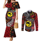 Aotearoa and Australia Toitu Te Tiriti Couples Matching Mermaid Dress and Long Sleeve Button Shirt Honour the Treaty - Stand Together Stand Stronger