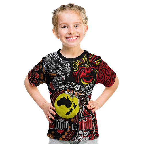 Aotearoa and Australia Toitu Te Tiriti Kid T Shirt Honour the Treaty - Stand Together Stand Stronger