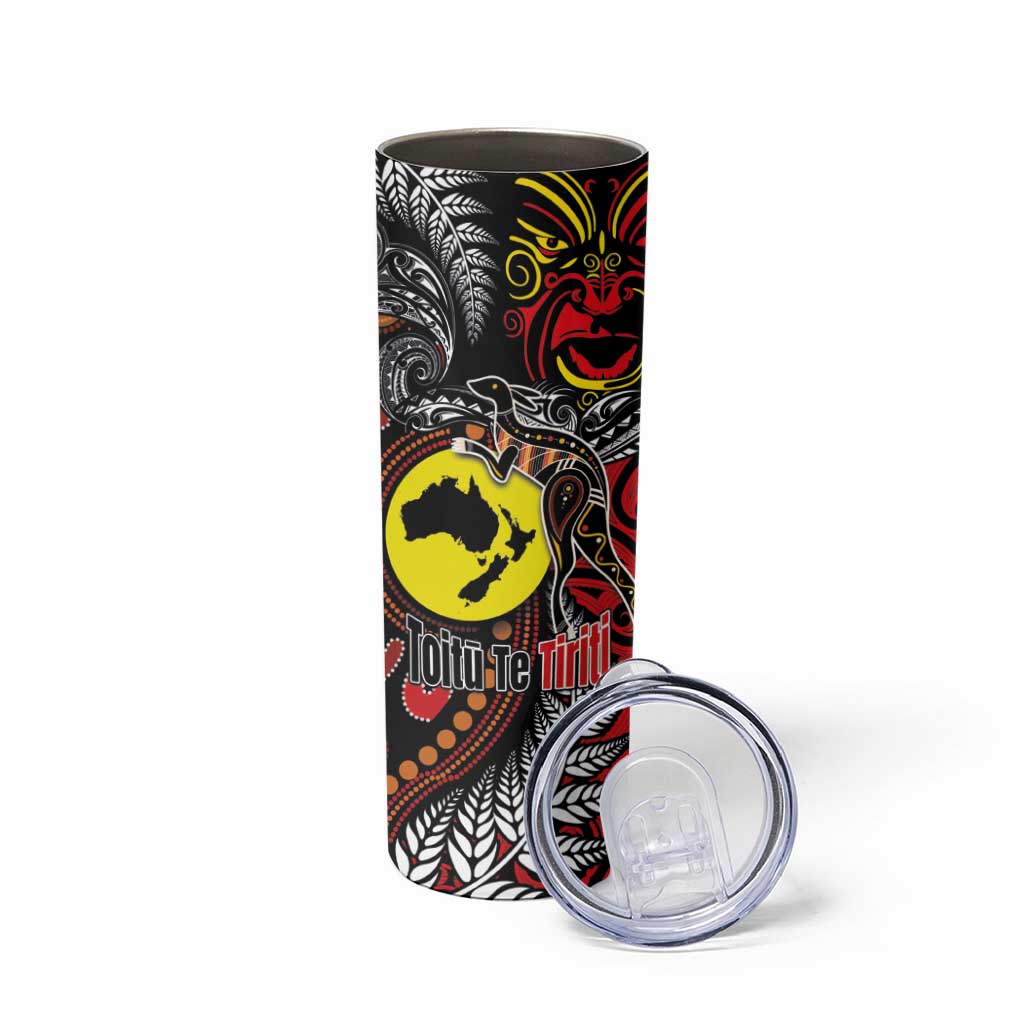 Aotearoa and Australia Toitu Te Tiriti Skinny Tumbler Honour the Treaty - Stand Together Stand Stronger