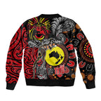 Aotearoa and Australia Toitu Te Tiriti Sleeve Zip Bomber Jacket Honour the Treaty - Stand Together Stand Stronger
