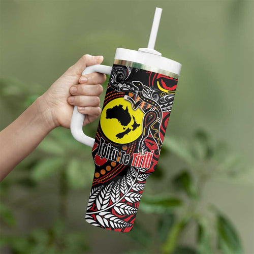Aotearoa and Australia Toitu Te Tiriti Tumbler With Handle Honour the Treaty - Stand Together Stand Stronger