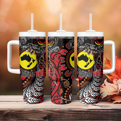 Aotearoa and Australia Toitu Te Tiriti Tumbler With Handle Honour the Treaty - Stand Together Stand Stronger