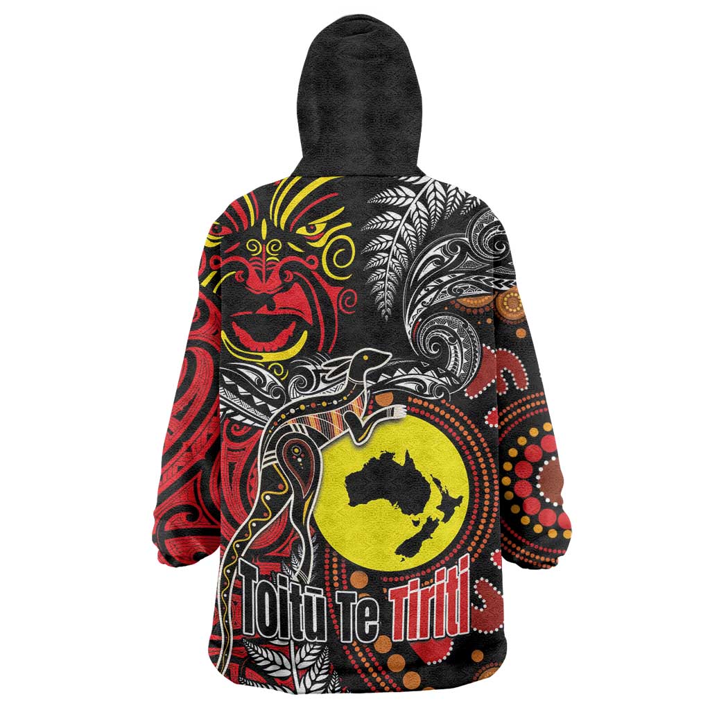 Aotearoa and Australia Toitu Te Tiriti Wearable Blanket Hoodie Honour the Treaty - Stand Together Stand Stronger