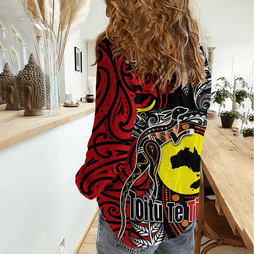 Aotearoa and Australia Toitu Te Tiriti Women Casual Shirt Honour the Treaty - Stand Together Stand Stronger