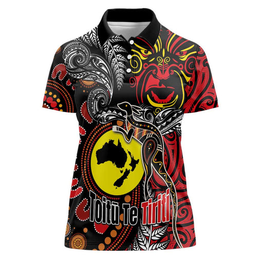 Aotearoa and Australia Toitu Te Tiriti Women Polo Shirt Honour the Treaty - Stand Together Stand Stronger