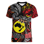 Aotearoa and Australia Toitu Te Tiriti Women V-Neck T-Shirt Honour the Treaty - Stand Together Stand Stronger