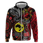 Aotearoa and Australia Toitu Te Tiriti Zip Hoodie Honour the Treaty - Stand Together Stand Stronger