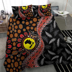 Aotearoa and Australia Bedding Set Maori Koru Ferns With Aboriginal Kangaroo