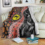 Aotearoa and Australia Blanket Maori Koru Ferns With Aboriginal Kangaroo