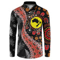 Aotearoa and Australia Button Sweatshirt Maori Koru Ferns With Aboriginal Kangaroo
