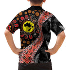 Aotearoa and Australia Family Matching Long Sleeve Bodycon Dress and Hawaiian Shirt Maori Koru Ferns With Aboriginal Kangaroo